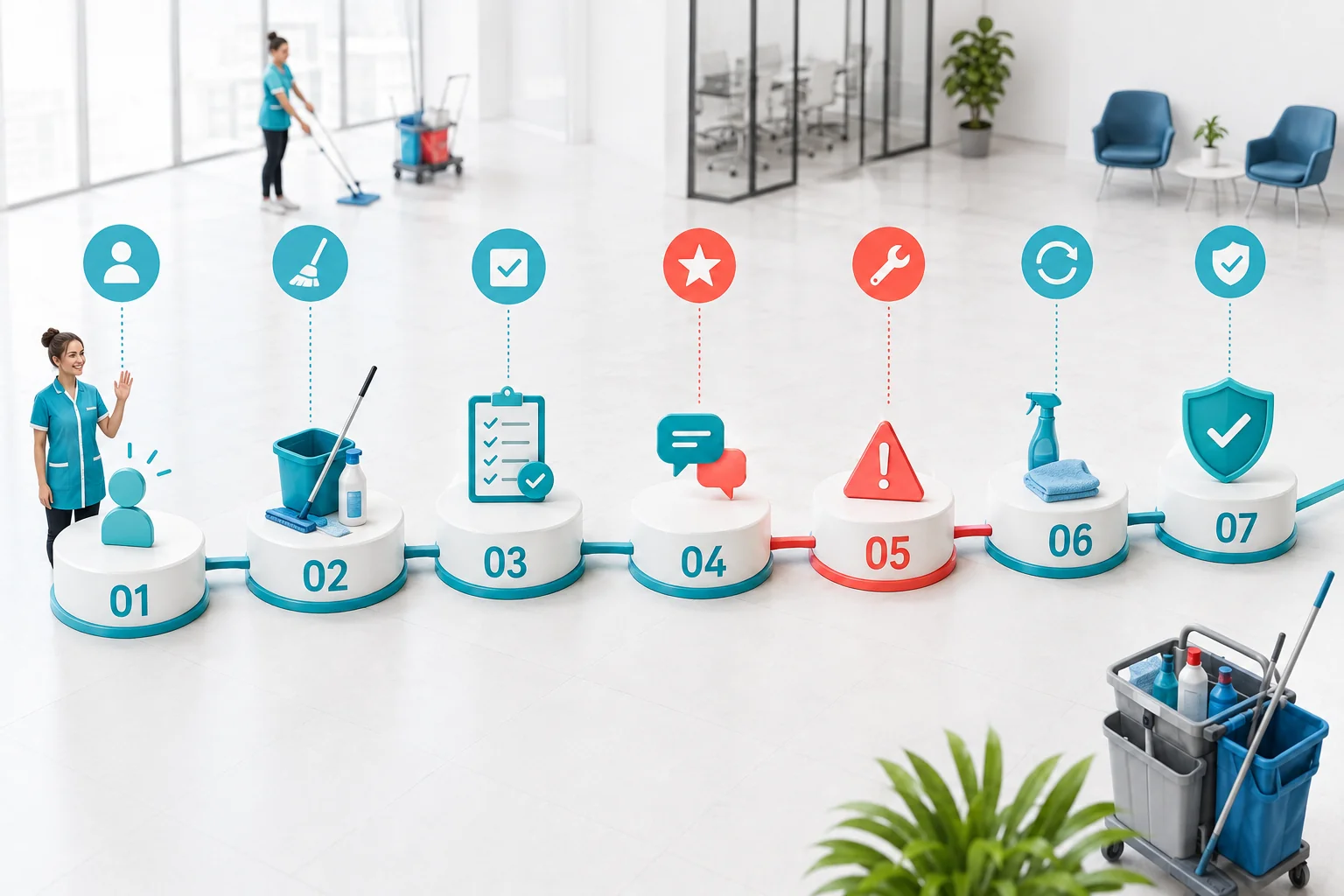 Illustration de l'article Comment réussir la première semaine sur un nouveau chantier de nettoyage ?