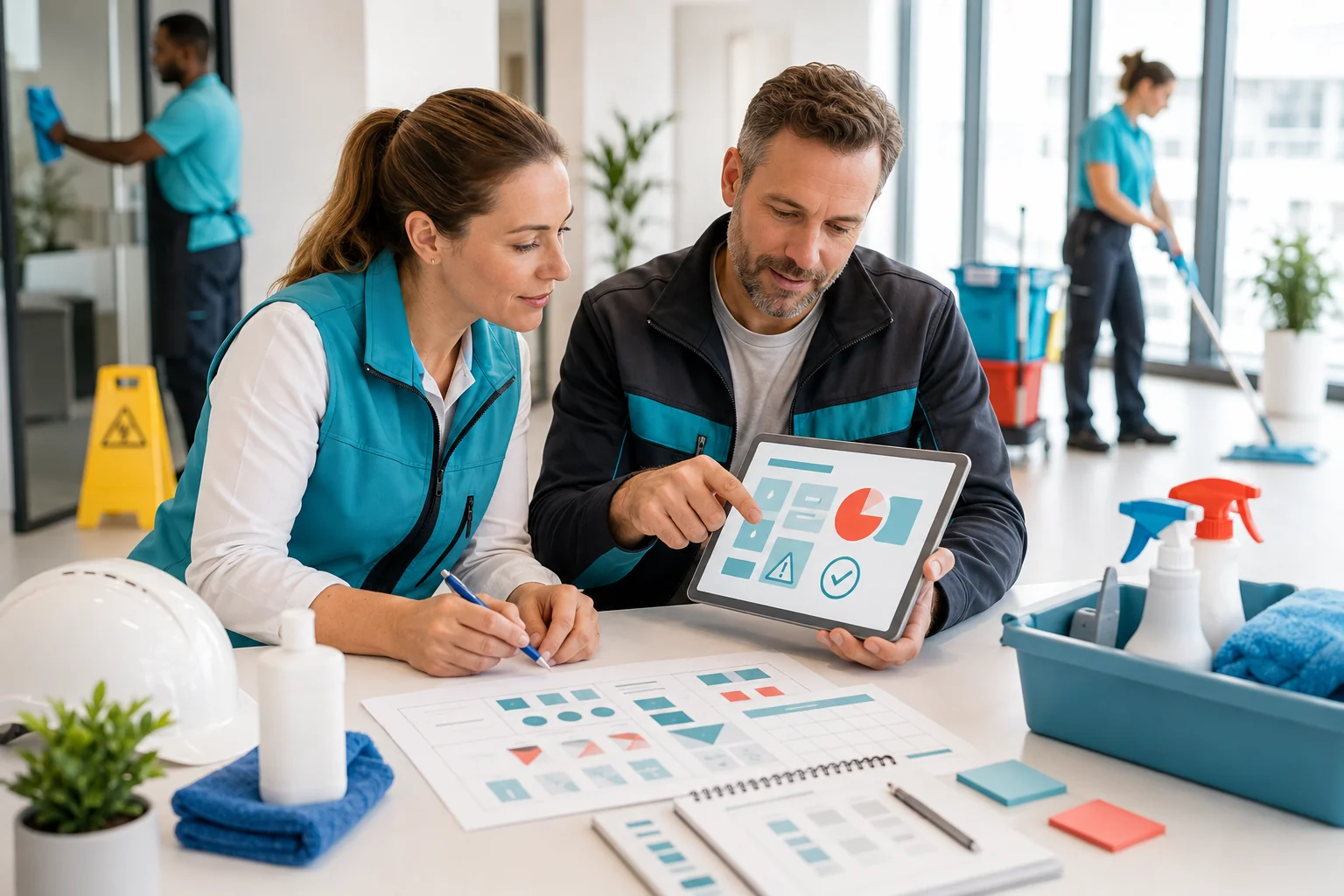 Illustration de l'article DUERP dans une entreprise de nettoyage : comment l’organiser et le mettre à jour ?