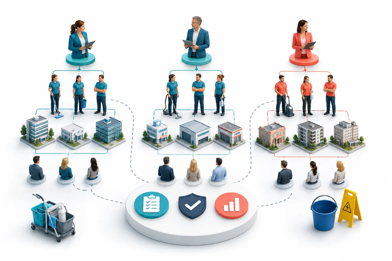 Illustration de l'article Comment gérer une entreprise de nettoyage avec plusieurs responsables de secteur ?