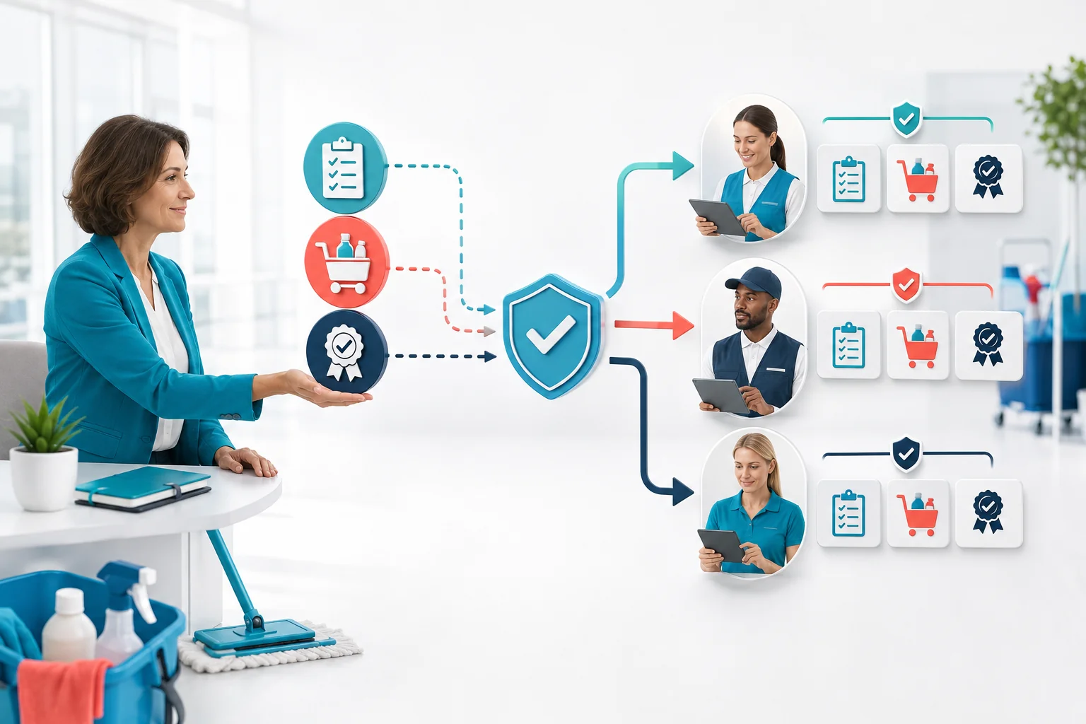 Illustration de l'article Que déléguer en premier quand une entreprise de nettoyage grandit ?